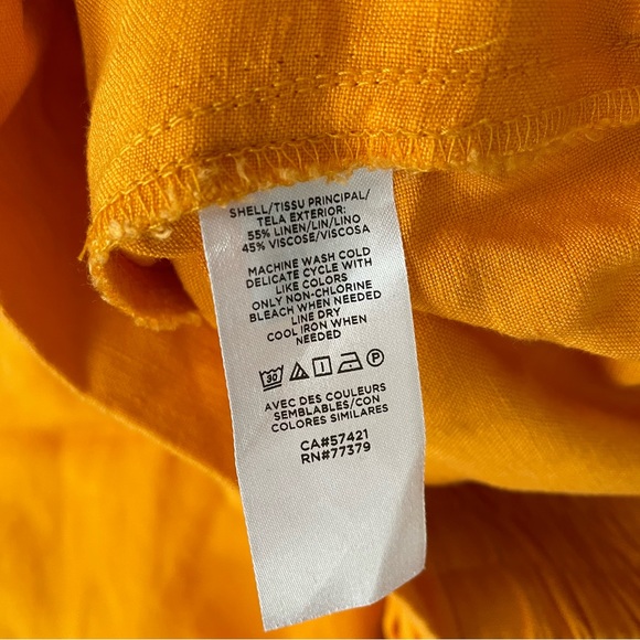 Ann Taylor Orange Linen A-Line Linen Blend Knee Length Skirt with Pockets - Picture 6 of 15